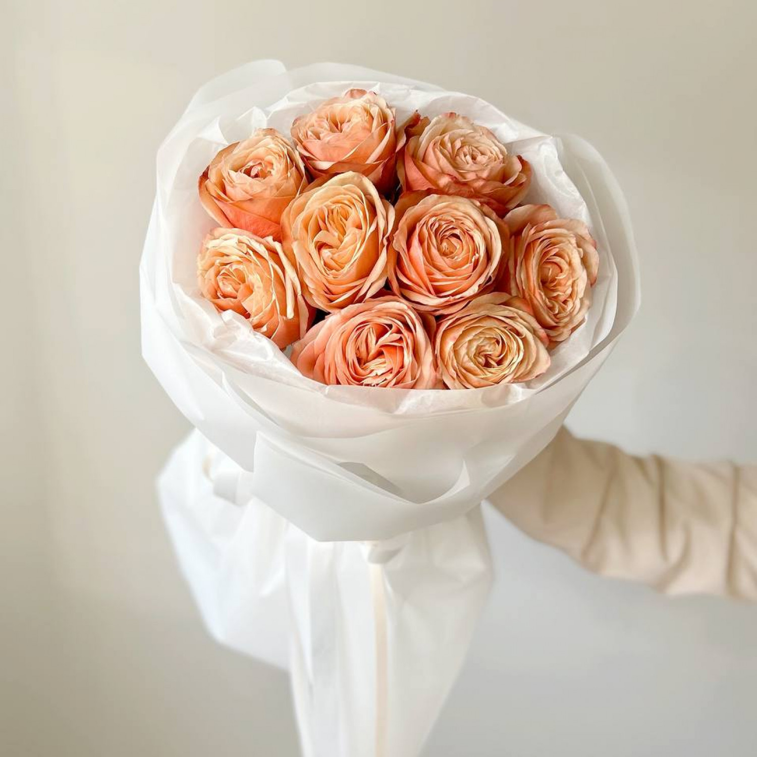 Монобукет из 9 пионовидных роз Кахала