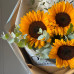 Монобукет из Подсолнухов с эвкалиптом