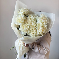 Монобукет из 9 белых французских вывернутых  роз №31