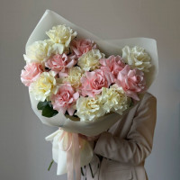 Монобукет из 15 французских вывернутых роз №34