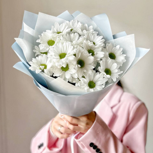 Монобукет из 3 ромашковых хризантем №57