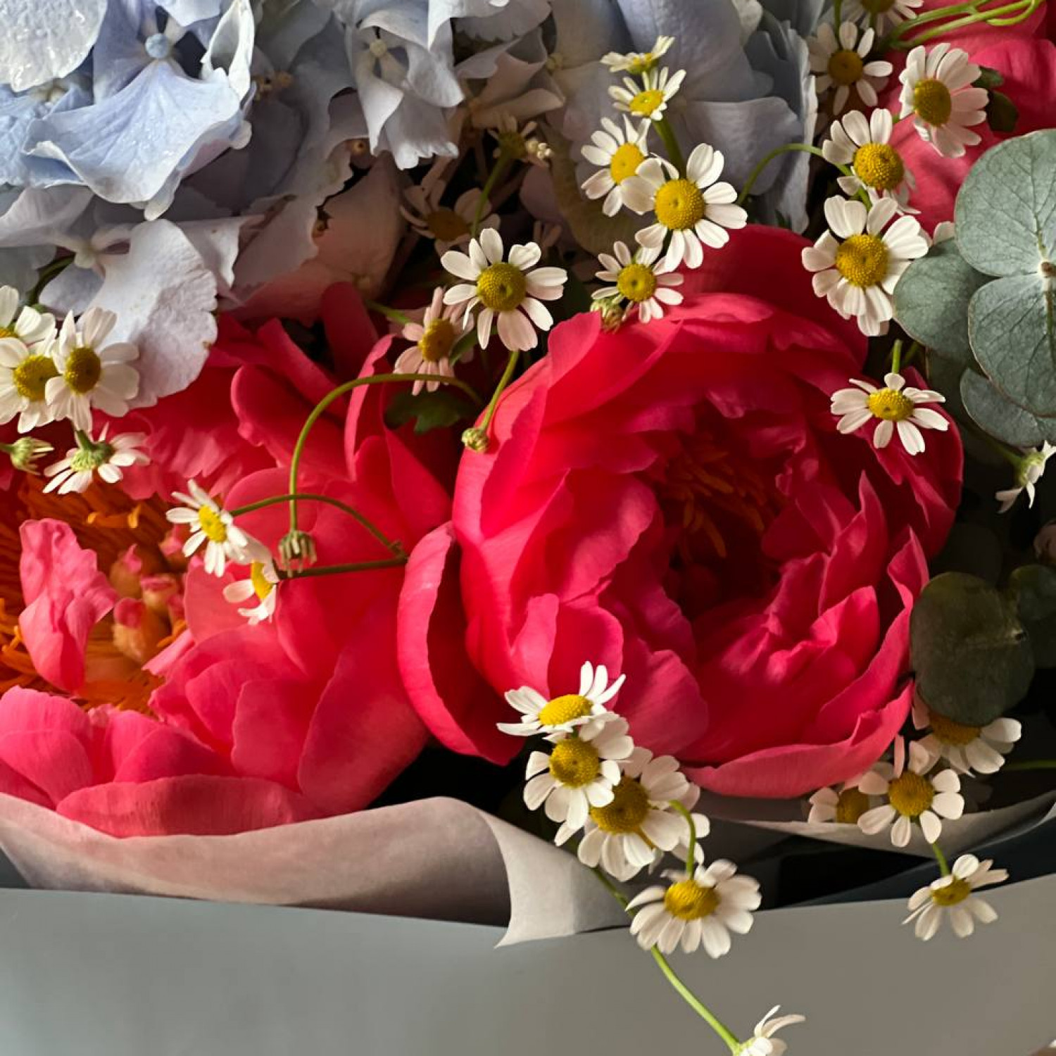 Авторский букет с Гортензией и пионами