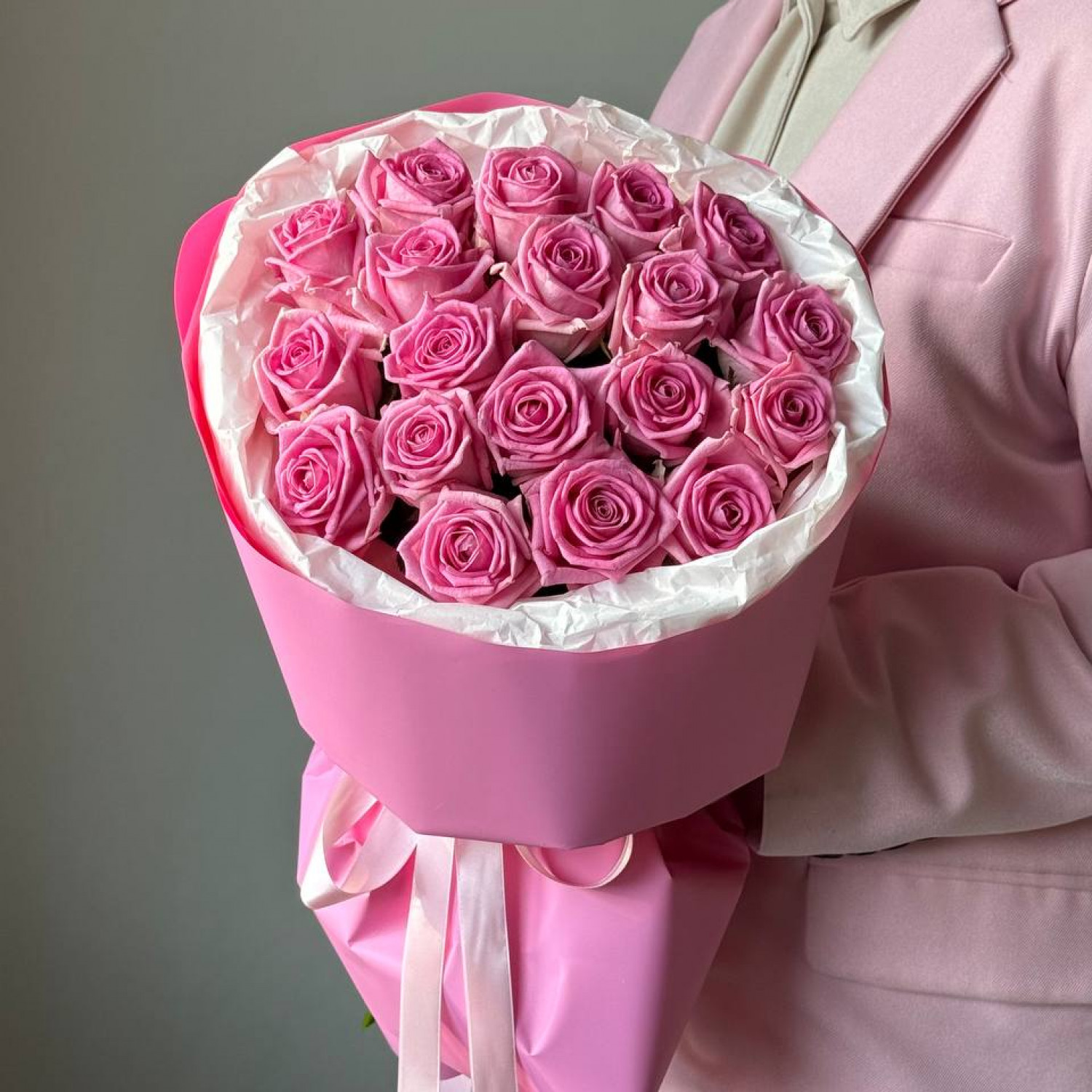 Монобукет из 19 розовых роз 263