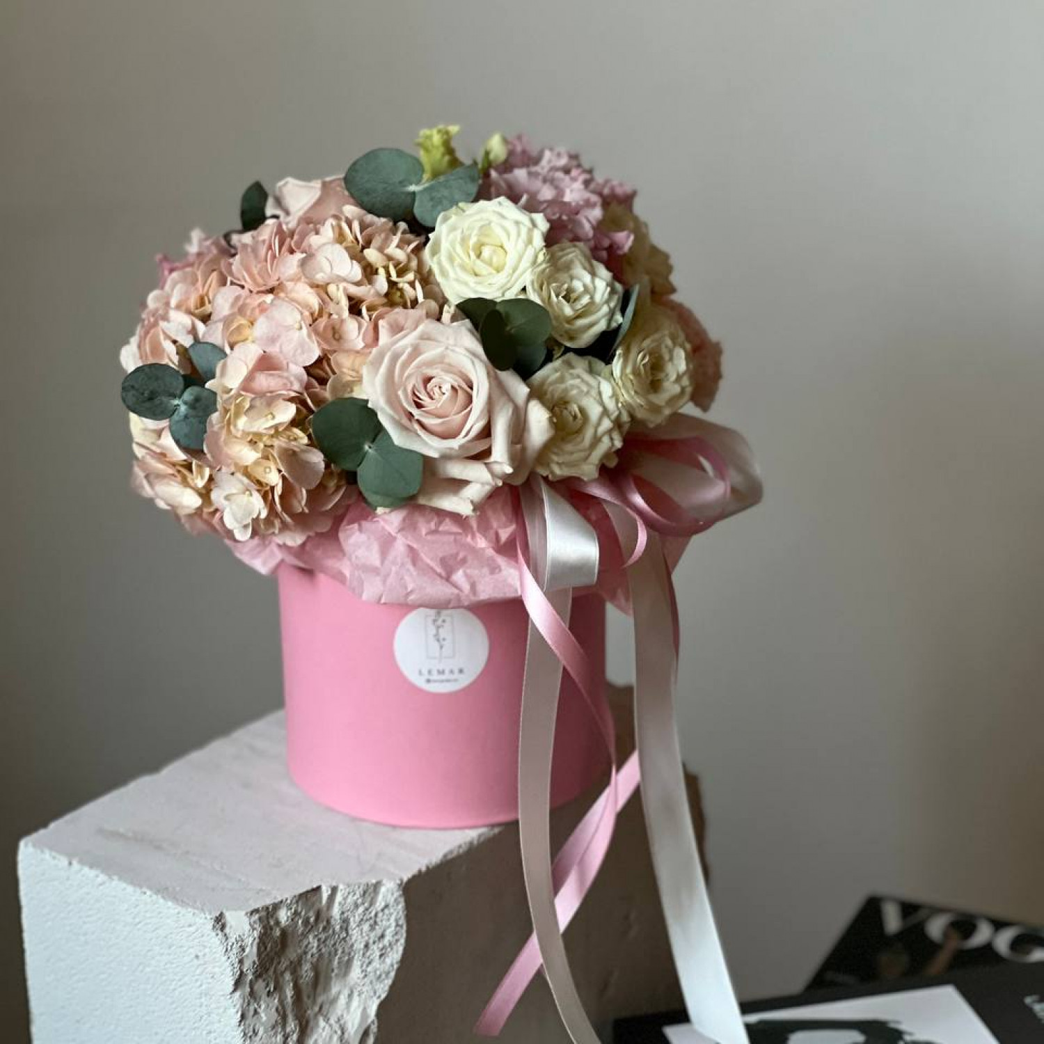 Композиция в коробке с гортензией