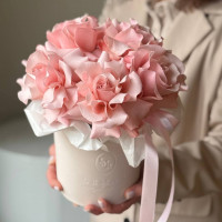 Коробка из 5 нежных французских роз 006